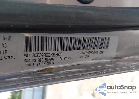 2016 Dodge Challenger Sxt z USA, uszkodzony, nr VIN 2C3CDZAGXGH352675